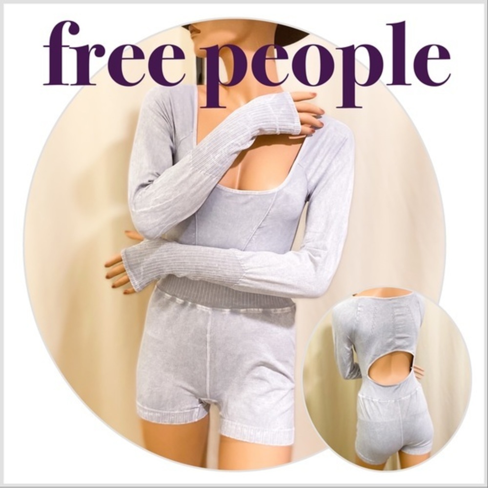 COPY - NEW FREE PEOPLE LONG SLEEVE ONESIE ICE GREY M/L $108